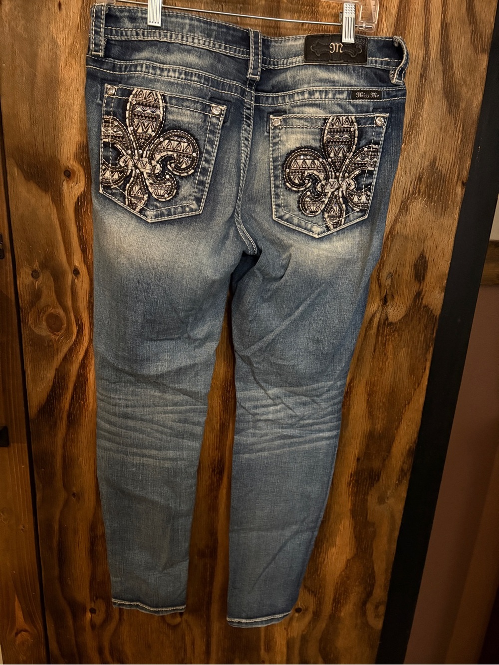 Miss Me Light Blue Embroidered Pocket Ankle Jeans